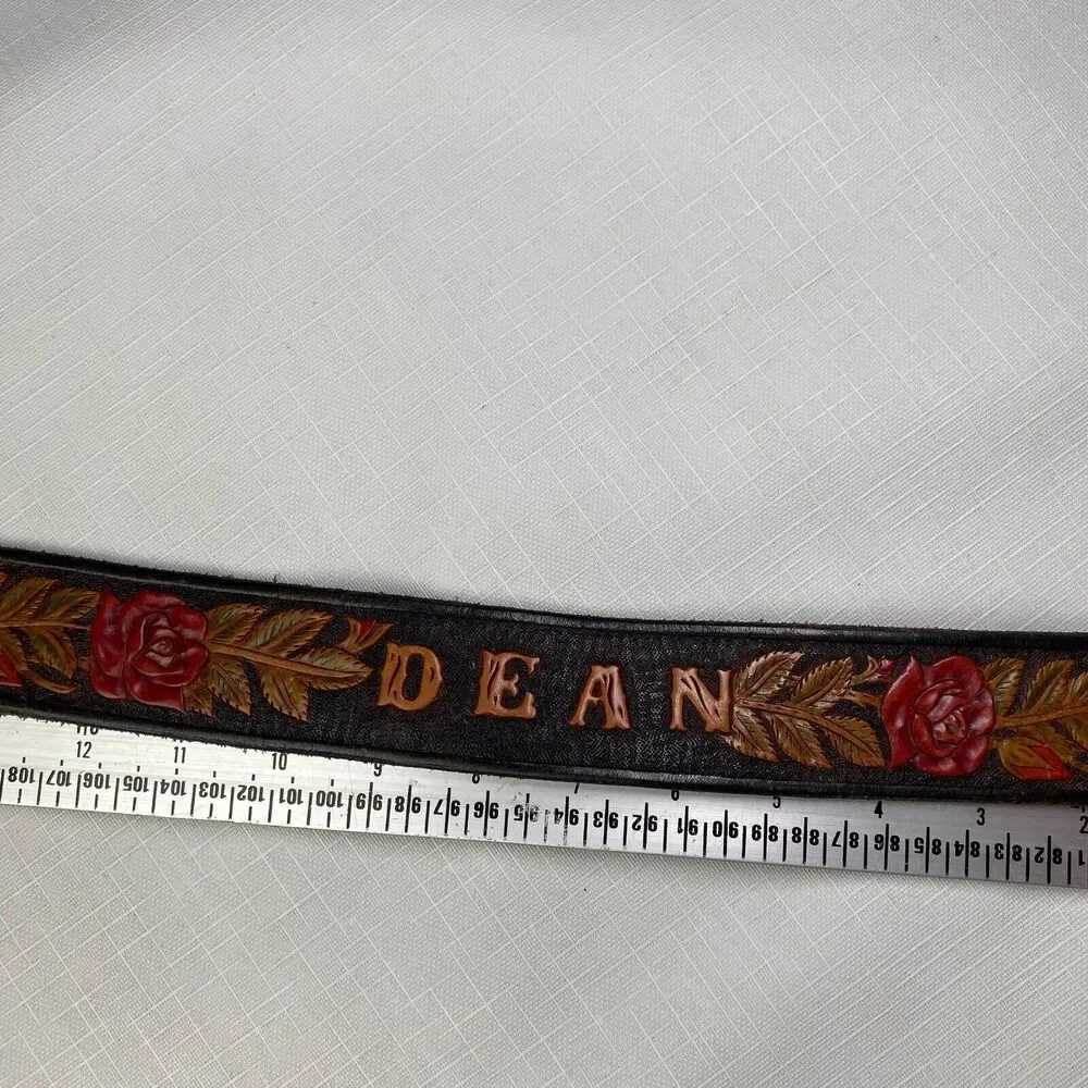 Hand Tooled LEATHER Western Belt "DEAN"! 3D Roses Personalized Handmade Sz 42 - Picture 8 of 16